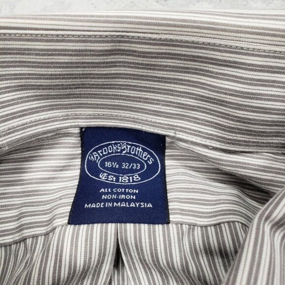 Brooks Brothers Shirt Mens 16.5 Gray Striped Long Sleeve Button Down - Picture 4 of 5